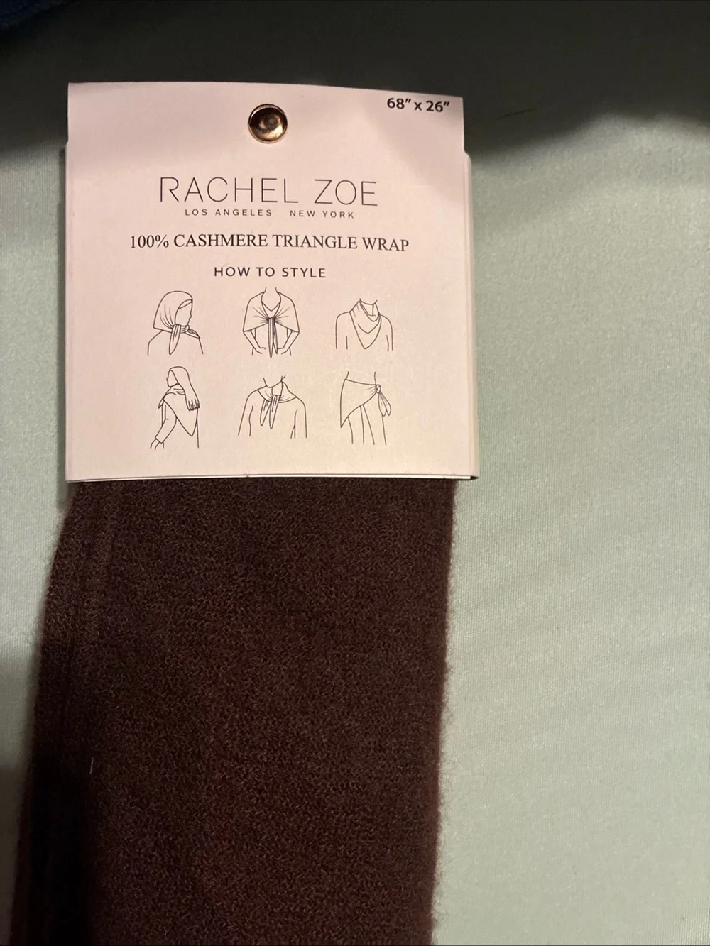 Rachel Zoe 100% cashmere triangle wrap 68” x 26”